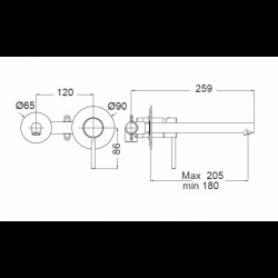 Μπαταρία Νιπτήρα Εντιοιχισμού Αναμεικτική Eurorama Tonda Chrome 145904-100 Χρωμέ